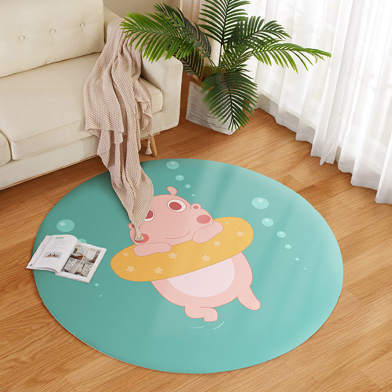 Cute Childrens Room Rug Multi Colored Cartoon Pattern Indoor Rug PVC Stain-Resistant Machine Washable Carpet Green Clearhalo 'Area Rug' 'Rug' 2300846