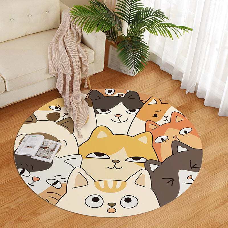 Cute Childrens Room Rug Multi Colored Cartoon Pattern Indoor Rug PVC Stain-Resistant Machine Washable Carpet Yellow Clearhalo 'Area Rug' 'Rug' 2300850