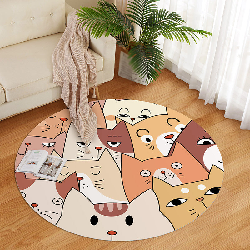 Cute Childrens Room Rug Multi Colored Cartoon Pattern Indoor Rug PVC Stain-Resistant Machine Washable Carpet Light Brown Clearhalo 'Area Rug' 'Rug' 2300853