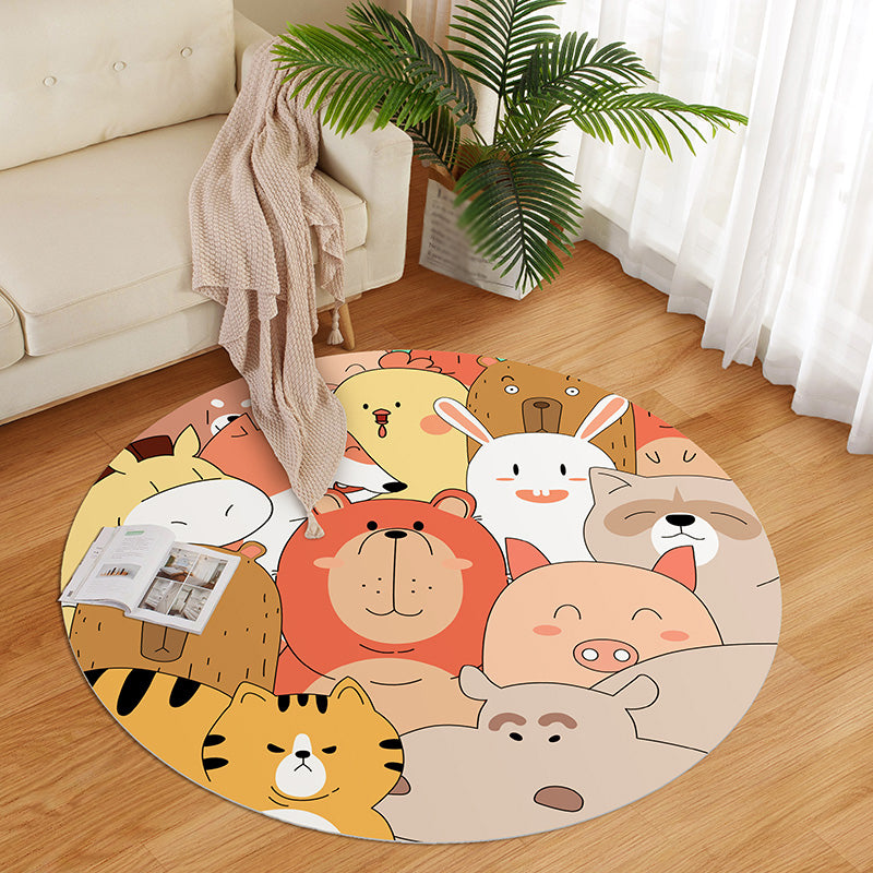 Cute Childrens Room Rug Multi Colored Cartoon Pattern Indoor Rug PVC Stain-Resistant Machine Washable Carpet Yellow-Red Clearhalo 'Area Rug' 'Rug' 2300854