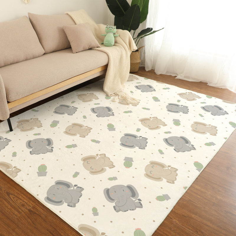 Minimalist Childrens Rug Multi Colored Cartoon Animal Indoor Rug Polypropylene Non-Slip Backing Easy Care Carpet Cream Gray Clearhalo 'Area Rug' 'Rug' 2300856