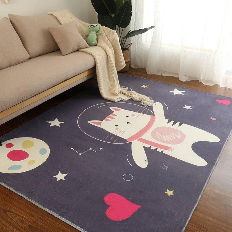 Minimalist Childrens Rug Multi Colored Cartoon Animal Indoor Rug Polypropylene Non-Slip Backing Easy Care Carpet Dark Gray Clearhalo 'Area Rug' 'Rug' 2300863