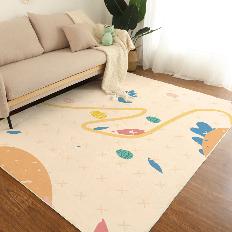Minimalist Childrens Rug Multi Colored Cartoon Animal Indoor Rug Polypropylene Non-Slip Backing Easy Care Carpet Beige Clearhalo 'Area Rug' 'Rug' 2300865