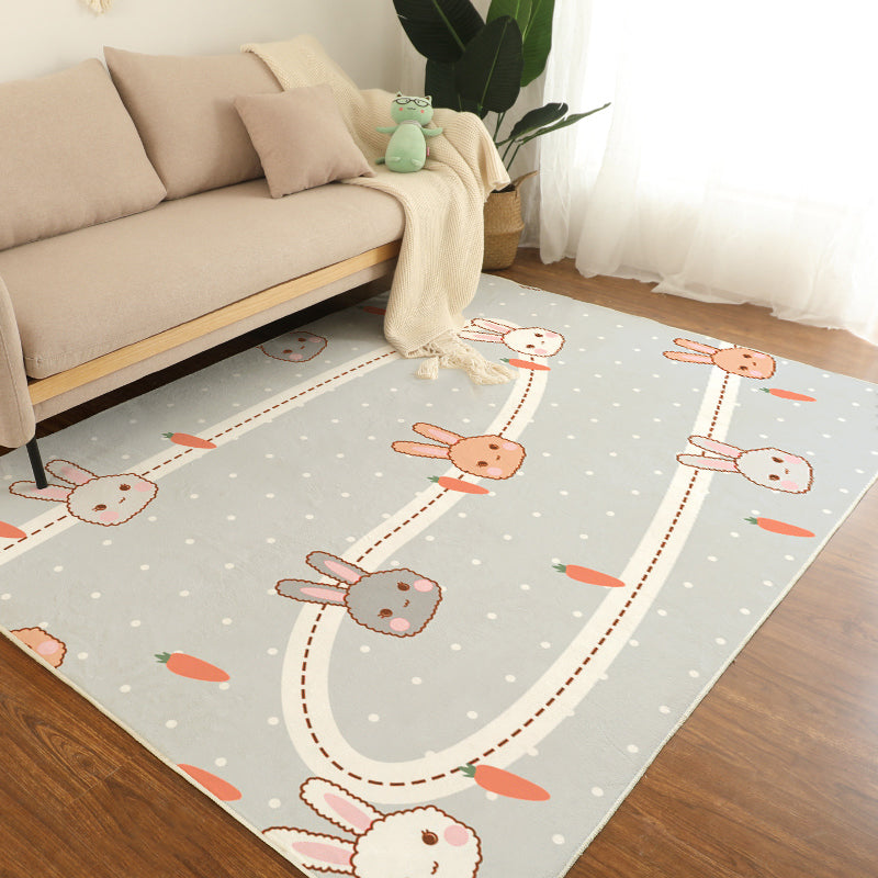 Minimalist Childrens Rug Multi Colored Cartoon Animal Indoor Rug Polypropylene Non-Slip Backing Easy Care Carpet Grey Clearhalo 'Area Rug' 'Rug' 2300868