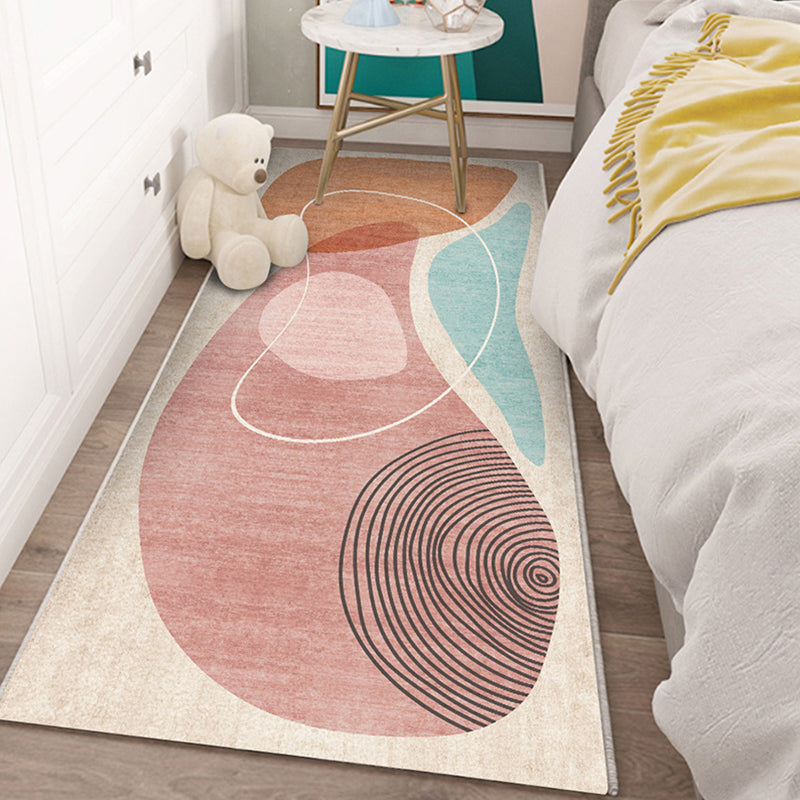 Western Bedroom Rug Multi Colored Color Block Indoor Rug Polyster Non-Slip Backing Machine Washable Carpet Dark Pink Clearhalo 'Area Rug' 'Rug' 2300929