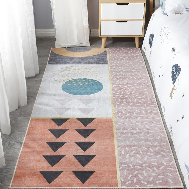 Scandinavian Bedroom Rug Multi Colored Color Blocked Indoor Rug Synthetics Non-Slip Machine Washable Carpet Yellow-Red Clearhalo 'Area Rug' 'Rug' 2300947