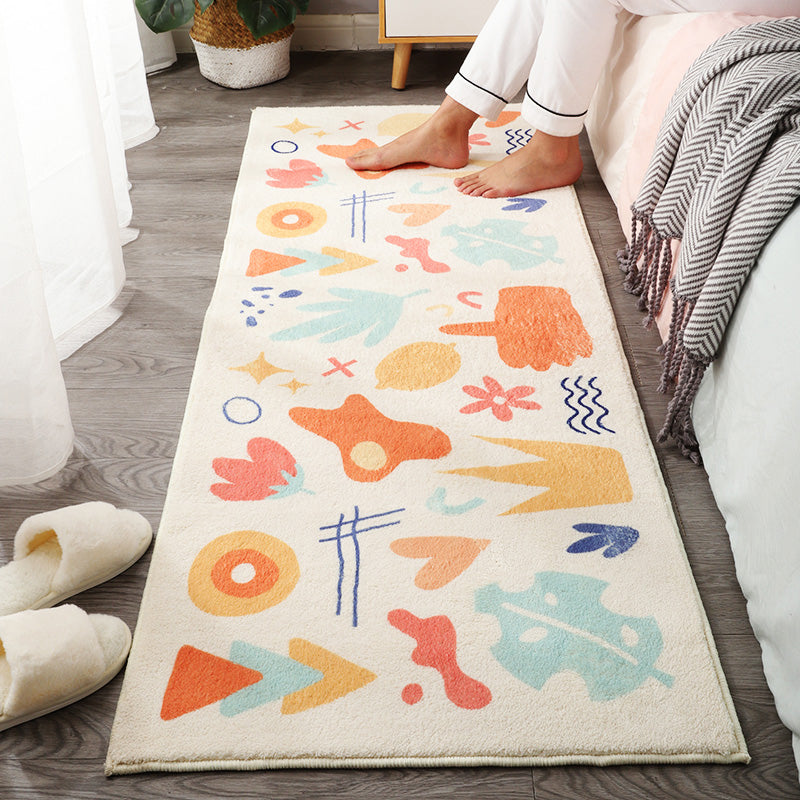 Cute Kids Bedroom Rug Multi Colored Cartoon Printed Area Carpet Lamb Wool Non-Slip Machine Washable Rug Yellow-Red Clearhalo 'Area Rug' 'Rug' 2301012