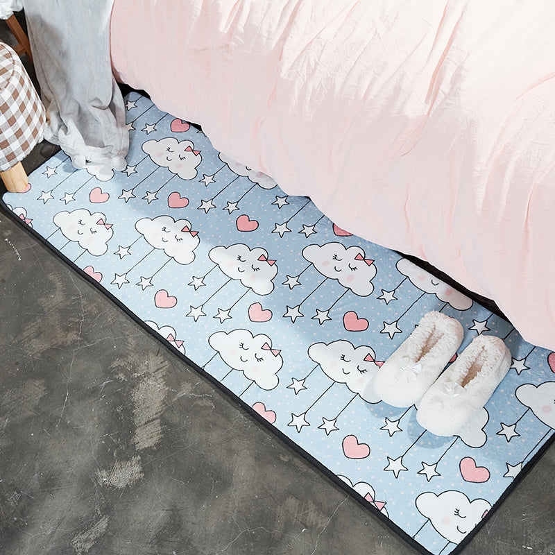 Leisure Decoration Rug Multi Colored Cartoon Pattern Indoor Rug Anti-Slip Backing Pet Friendly Washable Carpet Sky Blue Clearhalo 'Area Rug' 'Rug' 2301023