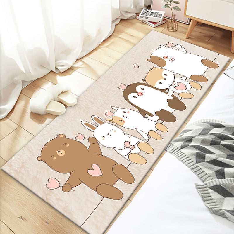 Lovely Bedroom Rug Multi Colored Cartoon Printed Indoor Rug PVC Non-Slip Backing Machine Washable Carpet White-Brown Clearhalo 'Area Rug' 'Rug' 2301039