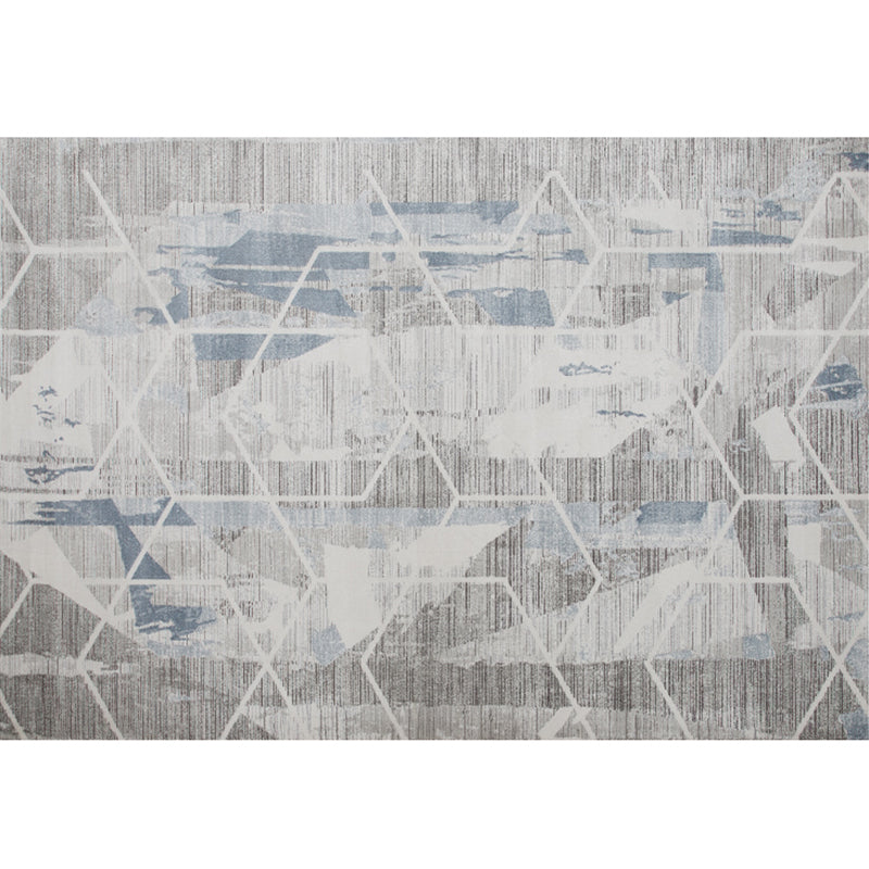 Chinese Style Abstract Print Rug Multi Colored Cotton Blend Carpet Non-Slip Backing Stain-Resistant Indoor Rug for Parlor Gray-Blue Clearhalo 'Area Rug' 'Rug' 2301108