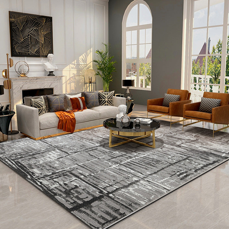 Multi Color Abstract Printed Rug Cotton Blend Nordic Indoor Rug Anti-Slip Backing Pet Friendly Area Carpet for Parlor Gray Blue Clearhalo 'Area Rug' 'Rug' 2301234