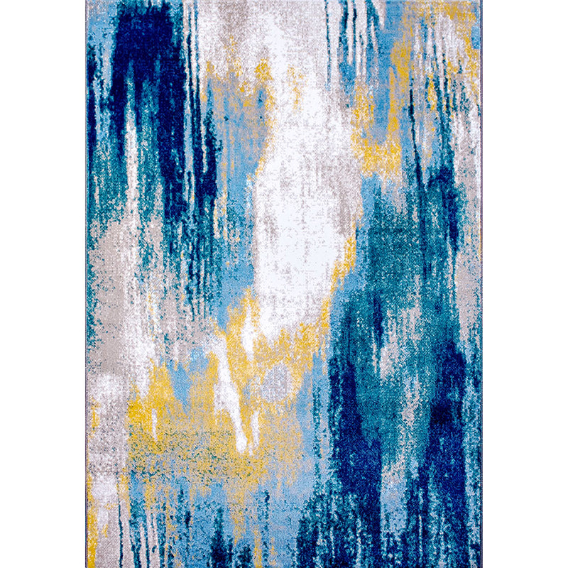 Multi Colored Luxury Rug Cotton Blend Abstract Printed Indoor Rug Non-Slip Backing Pet Friendly Area Carpet for Living Room Blue 5'3" x 7'7" Clearhalo 'Area Rug' 'Rug' 2301236