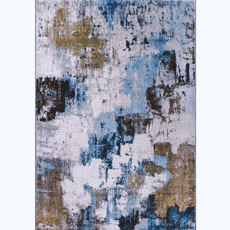 Multi Colored Luxury Rug Cotton Blend Abstract Printed Indoor Rug Non-Slip Backing Pet Friendly Area Carpet for Living Room Blue-Brown Clearhalo 'Area Rug' 'Rug' 2301239