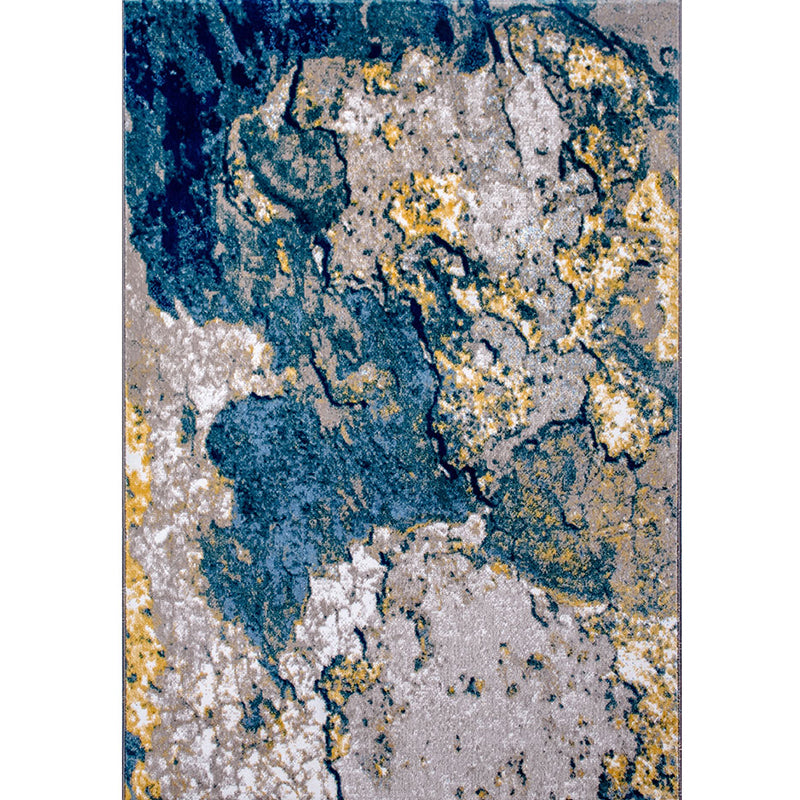 Multi Colored Luxury Rug Cotton Blend Abstract Printed Indoor Rug Non-Slip Backing Pet Friendly Area Carpet for Living Room Dark Blue-Gray Clearhalo 'Area Rug' 'Rug' 2301241