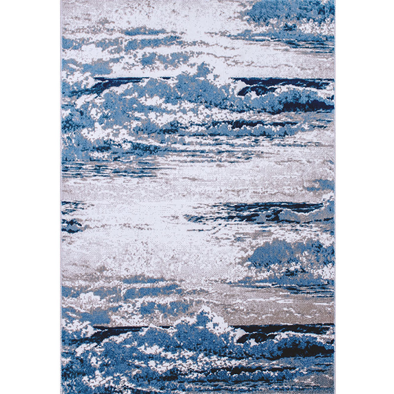 Multi Colored Luxury Rug Cotton Blend Abstract Printed Indoor Rug Non-Slip Backing Pet Friendly Area Carpet for Living Room Sky Blue Clearhalo 'Area Rug' 'Rug' 2301243