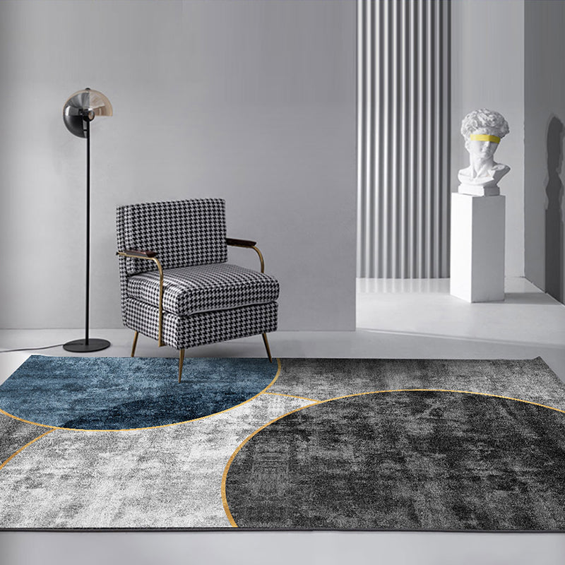 Multi Colored Abstract Printed Rug Cotton Blend Relaxing Indoor Rug Easy Care Non-Slip Backing Washable Carpet for Room Black-Gray Clearhalo 'Area Rug' 'Rug' 2301248