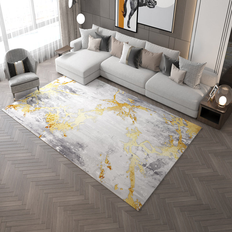 Multi Colored Abstract Printed Rug Cotton Blend Relaxing Indoor Rug Easy Care Non-Slip Backing Washable Carpet for Room Gray-Gold Clearhalo 'Area Rug' 'Rug' 2301250