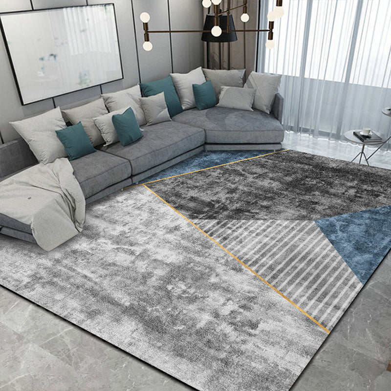 Multi Colored Abstract Printed Rug Cotton Blend Relaxing Indoor Rug Easy Care Non-Slip Backing Washable Carpet for Room Gray Blue Clearhalo 'Area Rug' 'Rug' 2301251