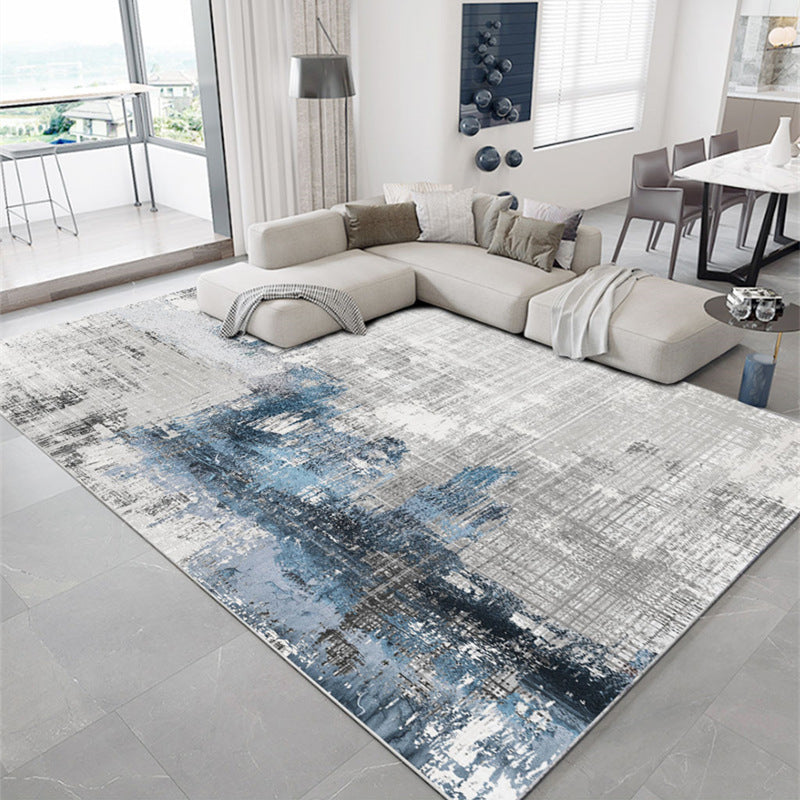 Multi Colored Abstract Printed Rug Cotton Blend Relaxing Indoor Rug Easy Care Non-Slip Backing Washable Carpet for Room Blue Clearhalo 'Area Rug' 'Rug' 2301252