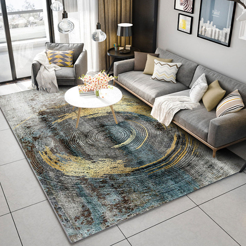 Multi Colored Abstract Printed Rug Cotton Blend Relaxing Indoor Rug Easy Care Non-Slip Backing Washable Carpet for Room Gray-Blue Clearhalo 'Area Rug' 'Rug' 2301254