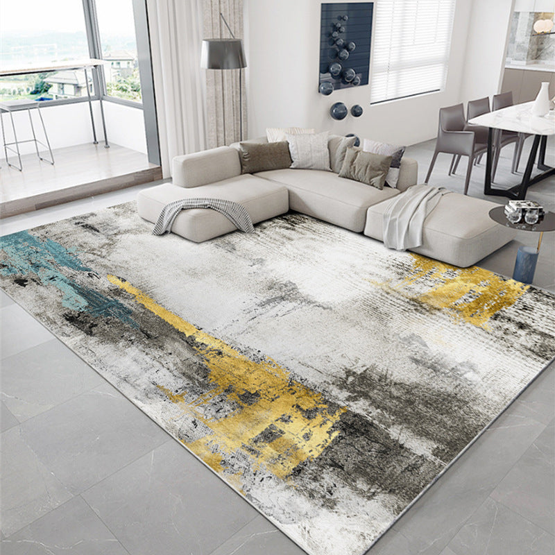 Multi Colored Abstract Printed Rug Cotton Blend Relaxing Indoor Rug Easy Care Non-Slip Backing Washable Carpet for Room Gold Clearhalo 'Area Rug' 'Rug' 2301257
