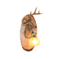 Deer toward Right/Left Resin Sconce Lighting Vintage 1 Light Corridor Wall Mounted Lamp in Brown/Yellow/White with Globe Glass Shade Clearhalo 'Wall Lamps & Sconces' 'Wall Lights' Lighting' 230131