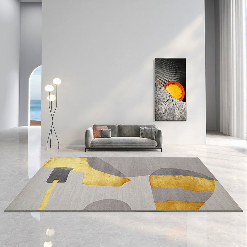 Contemporary Living Room Rug Multi Colored Abstract Printed Indoor Rug Non-Slip Backing Pet Friendly Carpet Yellow Clearhalo 'Area Rug' 'Rug' 2301327