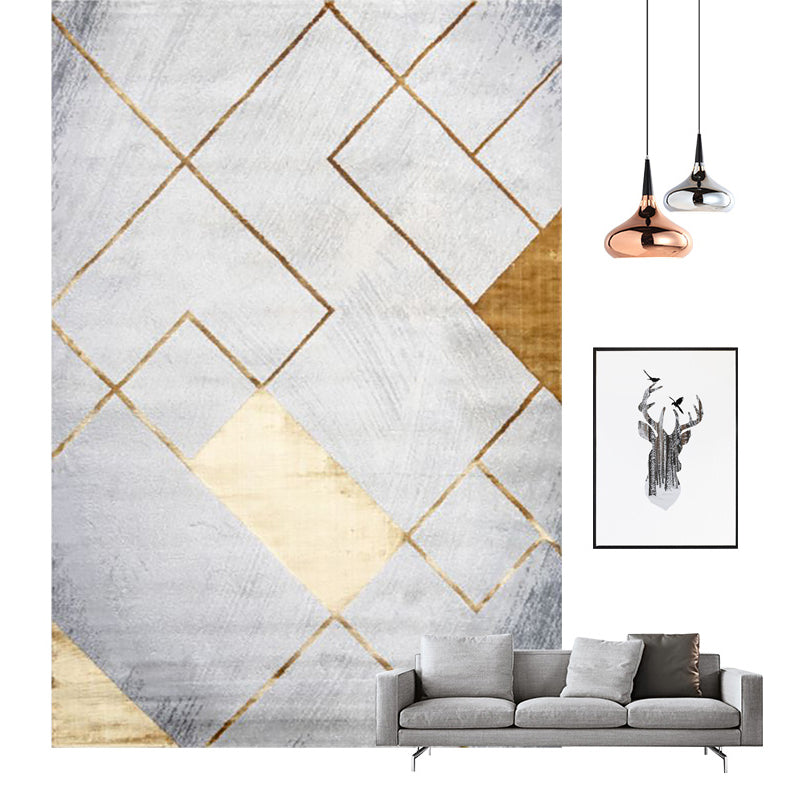 Multi Colored Contemporary Rug Polyster Abstract Printed Area Carpet Anti-Slip Backing Easy Care Indoor Rug for Room Dark Gray-Yellow Clearhalo 'Area Rug' 'Rug' 2301345