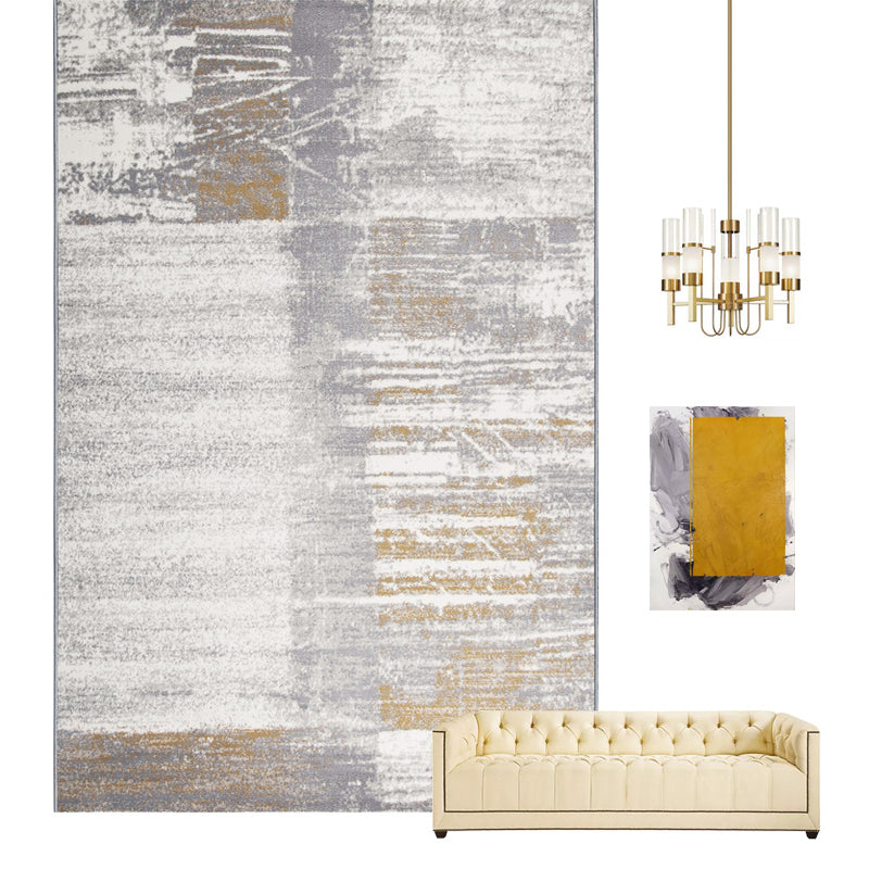 Multi Colored Contemporary Rug Polyster Abstract Printed Area Carpet Anti-Slip Backing Easy Care Indoor Rug for Room Gray-Khaki Clearhalo 'Area Rug' 'Rug' 2301353