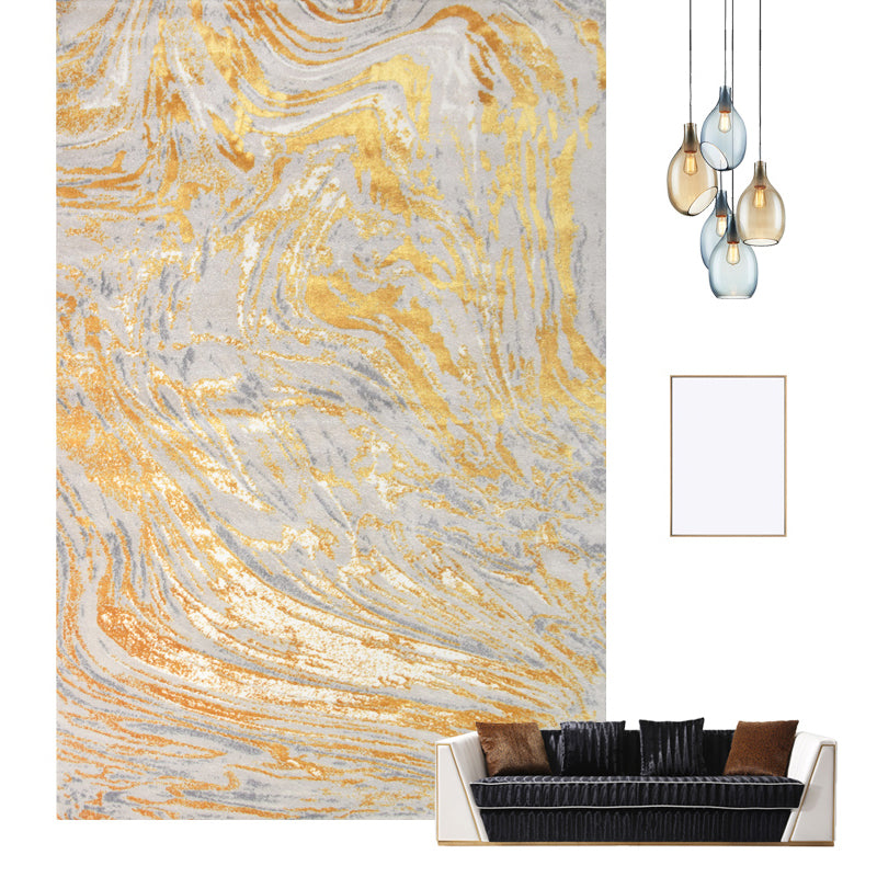 Multi Colored Contemporary Rug Polyster Abstract Printed Area Carpet Anti-Slip Backing Easy Care Indoor Rug for Room Dark Gold 5'3" x 7'7" Clearhalo 'Area Rug' 'Rug' 2301356