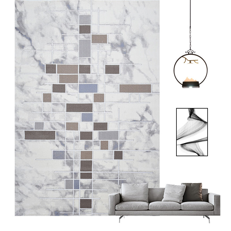 Multi Colored Contemporary Rug Polyster Abstract Printed Area Carpet Anti-Slip Backing Easy Care Indoor Rug for Room Gray-White Clearhalo 'Area Rug' 'Rug' 2301358