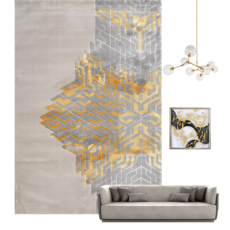 Multi Colored Contemporary Rug Polyster Abstract Printed Area Carpet Anti-Slip Backing Easy Care Indoor Rug for Room Yellow-Gray Clearhalo 'Area Rug' 'Rug' 2301359