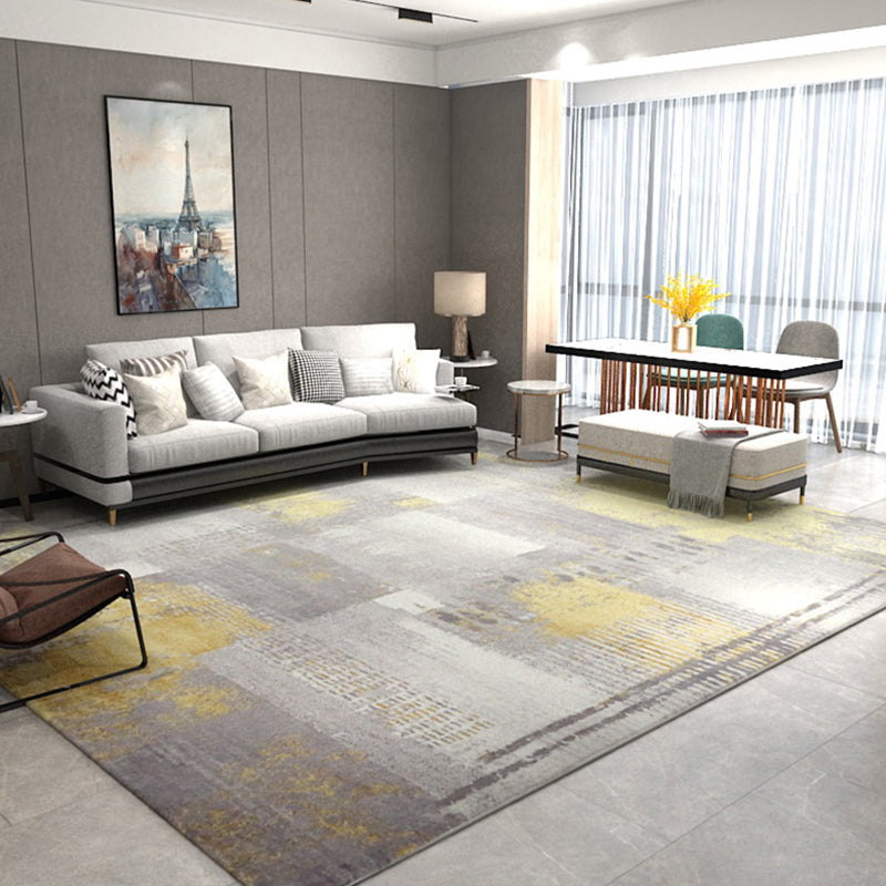 Luxury Living Room Rug Multi Colored Abstract Pattern Indoor Rug Cotton Blend Non-Slip Backing Pet Friendly Carpet Silver Gray Clearhalo 'Area Rug' 'Rug' 2301369