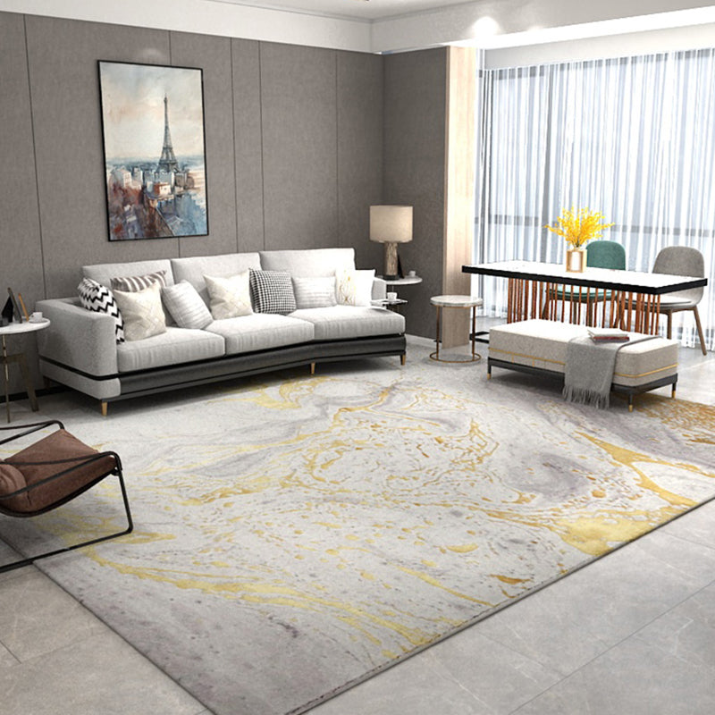 Luxury Living Room Rug Multi Colored Abstract Pattern Indoor Rug Cotton Blend Non-Slip Backing Pet Friendly Carpet Gray-Khaki Clearhalo 'Area Rug' 'Rug' 2301371