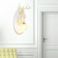 Deer toward Right/Left Resin Sconce Lighting Vintage 1 Light Corridor Wall Mounted Lamp in Brown/Yellow/White with Globe Glass Shade Clearhalo 'Wall Lamps & Sconces' 'Wall Lights' Lighting' 230142