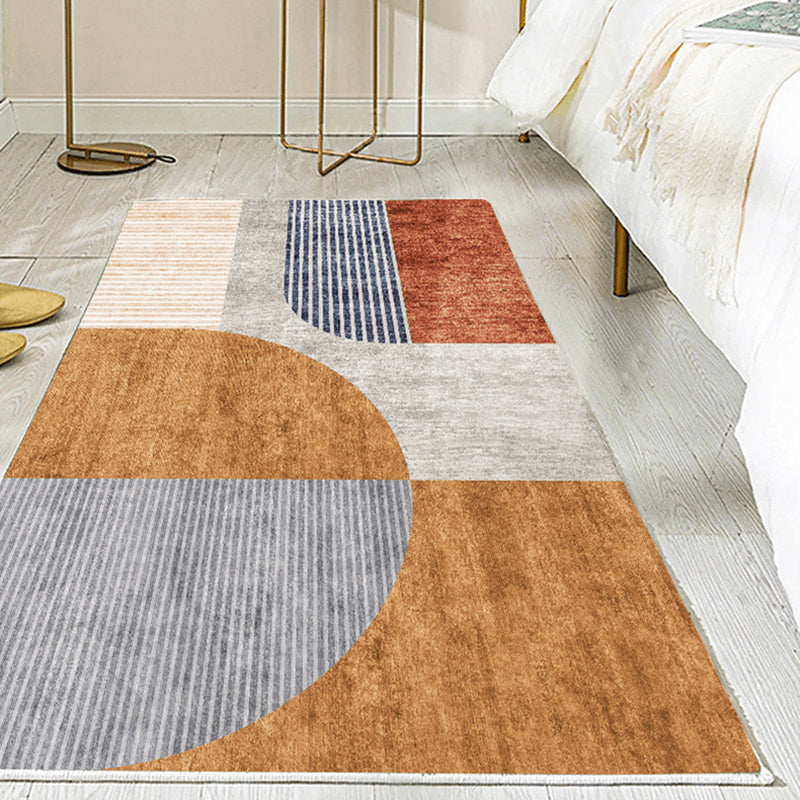 Fancy Bedroom Rug Multi Colored Geometric Print Area Carpet Polypropylene Non-Slip Backing Easy Care Area Rug Brown Clearhalo 'Area Rug' 'Modern' 'Rugs' Rug' 2301502