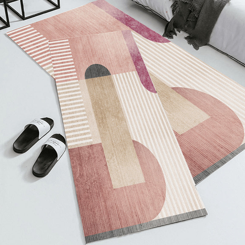 Fancy Bedroom Rug Multi Colored Geometric Print Area Carpet Polypropylene Non-Slip Backing Easy Care Area Rug Dark Pink Clearhalo 'Area Rug' 'Modern' 'Rugs' Rug' 2301509