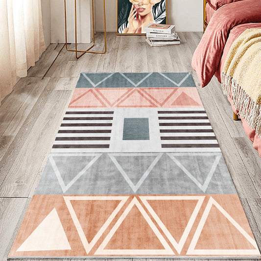 Fancy Bedroom Rug Multi Colored Geometric Print Area Carpet Polypropylene Non-Slip Backing Easy Care Area Rug Grey Clearhalo 'Area Rug' 'Modern' 'Rugs' Rug' 2301512