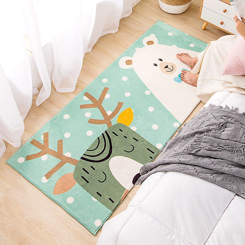 Multi Color Cute Rug Polyster Cartoon Print Area Carpet Anti-Slip Backing Pet Friendly Area Rug for Living Room Green Clearhalo 'Area Rug' 'Rug' 2301517