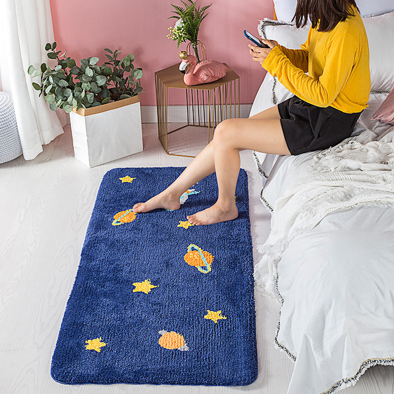 Scandinavian Decoration Rug Multi Colored Plant Printed Rug Polyster Non-Slip Backing Pet Friendly Carpet Blue 2'4" x 5'3" Clearhalo 'Area Rug' 'Rug' 2301543