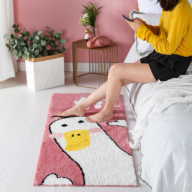Scandinavian Decoration Rug Multi Colored Plant Printed Rug Polyster Non-Slip Backing Pet Friendly Carpet Pink 2'4" x 5'3" Clearhalo 'Area Rug' 'Rug' 2301545