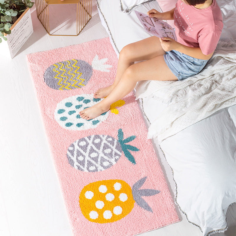 Scandinavian Decoration Rug Multi Colored Plant Printed Rug Polyster Non-Slip Backing Pet Friendly Carpet Light Pink 2'4" x 5'3" Clearhalo 'Area Rug' 'Rug' 2301547