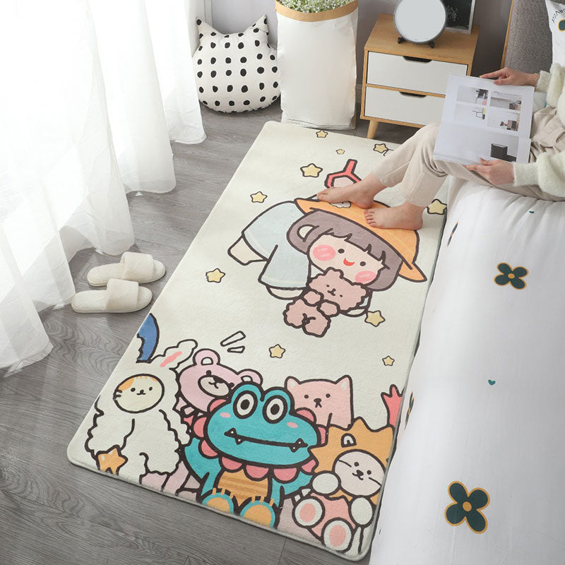 Multi Colored Simple Rug Polyster Cartoon Patterned Area Rug Anti-Slip Backing Stain-Resistant Area Carpet for Bedroom Green Clearhalo 'Area Rug' 'Rug' 2301551