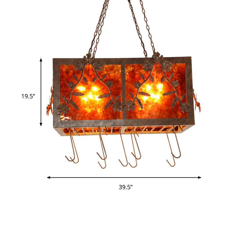 Rust Light Fixture Rectangular 10 Lights Rectangular Island Light Metal Country Rust Lighting Fixture ...