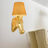 Metal Horse Head Sconce Lighting Classical 1 Light Indoor Wall Mounted Lamp in Gold, 8.5"/12" W Clearhalo 'Wall Lamps & Sconces' 'Wall Lights' Lighting' 230300