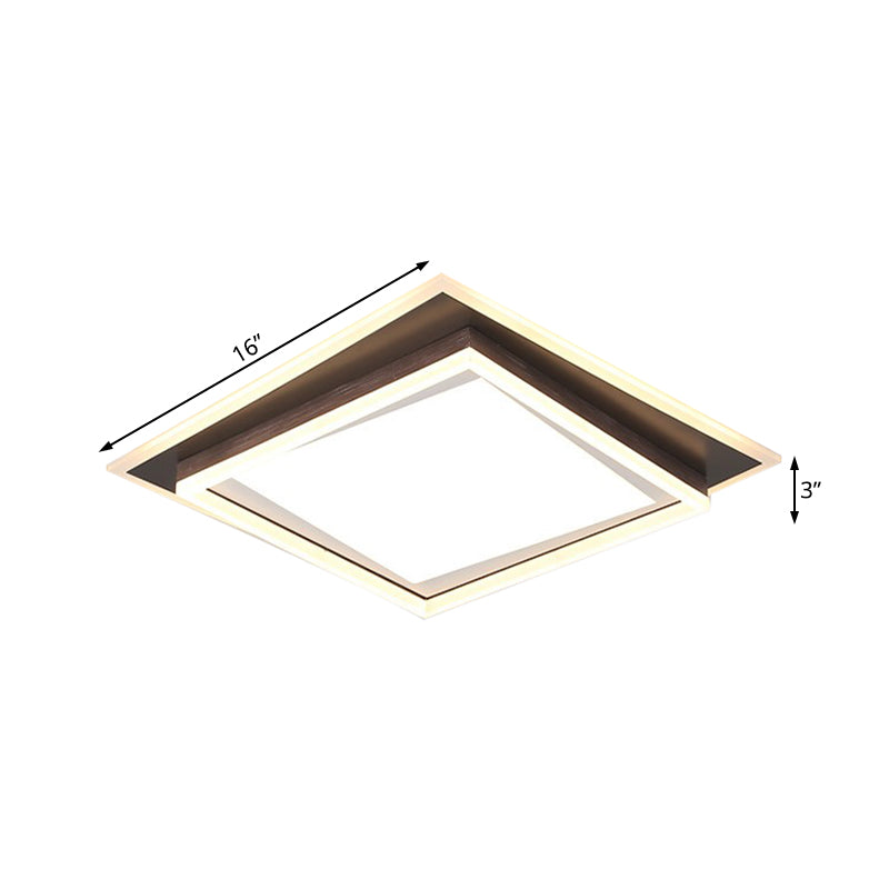 Square/Rectangular Flush Mount Lamp Modern Metal Led White Flush Mount Ceiling Fixture with Recessed Diffuser in White/Warm Light, 16"/19.5"/35.5" Wide Clearhalo 'Ceiling Lights' 'Close To Ceiling Lights' 'Close to ceiling' 'Flush mount' Lighting' 230494