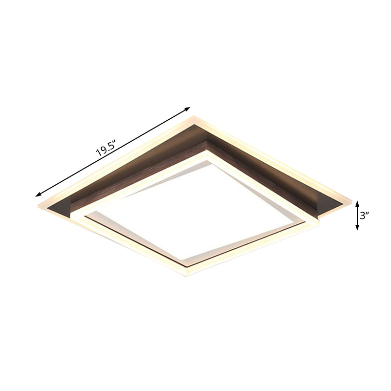 Square/Rectangular Flush Mount Lamp Modern Metal Led White Flush Mount Ceiling Fixture with Recessed Diffuser in White/Warm Light, 16"/19.5"/35.5" Wide Clearhalo 'Ceiling Lights' 'Close To Ceiling Lights' 'Close to ceiling' 'Flush mount' Lighting' 230495