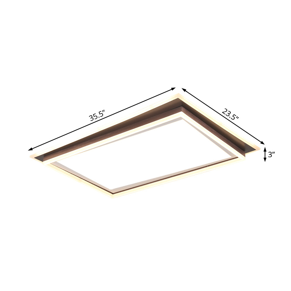 Square/Rectangular Flush Mount Lamp Modern Metal Led White Flush Mount Ceiling Fixture with Recessed Diffuser in White/Warm Light, 16"/19.5"/35.5" Wide Clearhalo 'Ceiling Lights' 'Close To Ceiling Lights' 'Close to ceiling' 'Flush mount' Lighting' 230499
