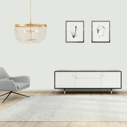 16"/19.5" Wide Dome Chandelier Lighting Modern Crystal Brass 3/5 Bulbs Hanging Ceiling Light Brass Clearhalo 'Ceiling Lights' 'Chandeliers' Lighting' options 230571_e0725d72-b23d-4689-a073-9fab5cb8bc89