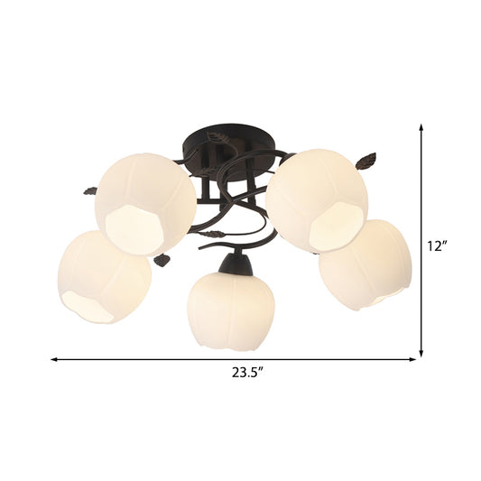 1 Light Globe Semi Flush Light Traditional White Glass Ceiling Mounted Fixture for Living Room Clearhalo 'Ceiling Lights' 'Chandeliers' 'Close To Ceiling Lights' 'Close to ceiling' 'Glass shade' 'Glass' 'Semi-flushmount' Lighting' 230622